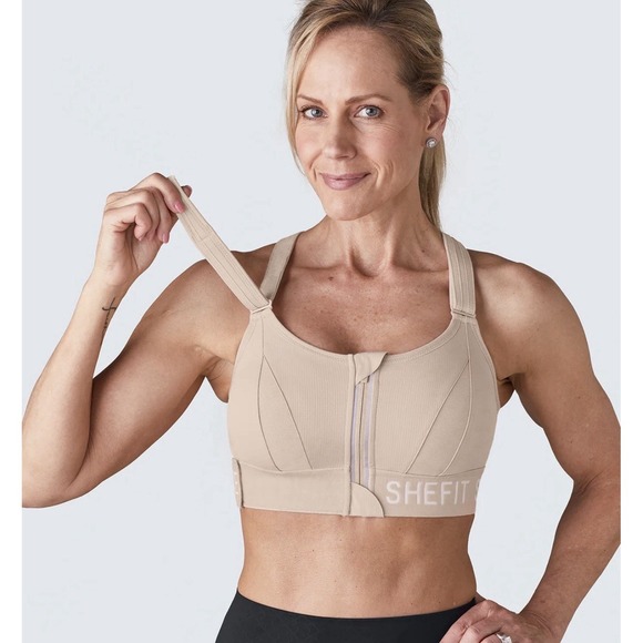 Shefit Ultimate Sports Bra Medium High Impact Adjustable Front Close Sandstorm - Picture 2 of 8